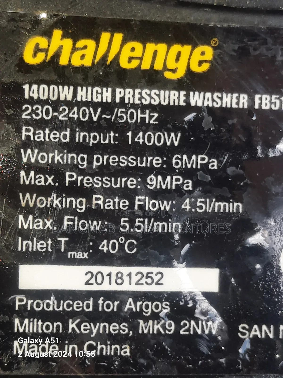 Challenge 1400w Potable High Pressure Washer