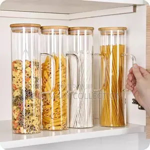 Long Canister Air Tights Jar Glass Cereal Storage Container