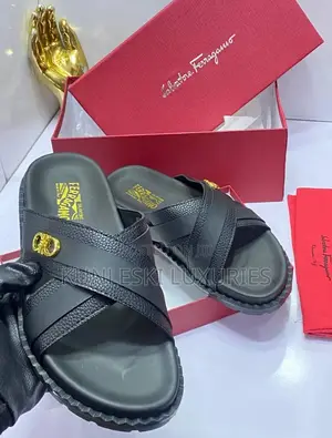 Original Salvatore Ferragamo Men Leather Slippers