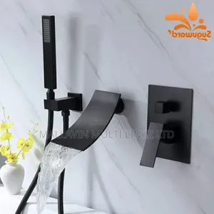 Wall Mounted Bathtub Faucet With Handshower Waterfall Mixer