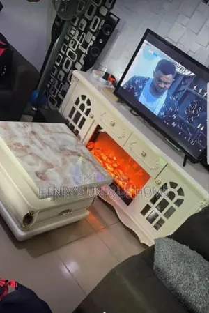 Tv Stand and Side Stool Drawer Fire Flame