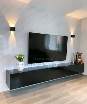 7ft Black High Gloss Hanging Tv Shelf