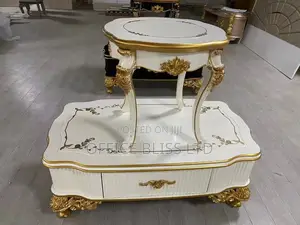 Royal Luxury Center Table With Drawers Two Side Stools