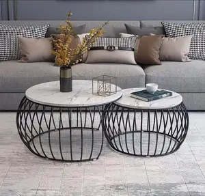 2 in 1 Basket Marble Top Centre Table