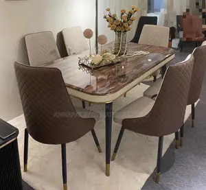 Complete 6 Seater Marble Top Dining Set