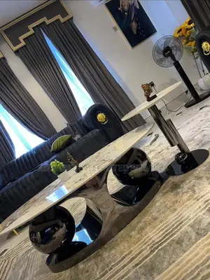 Black and Golden Marble Top Centre Table With Side Stool