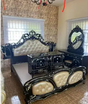 Royal Bed With Side Drawers and Dressing Mirror