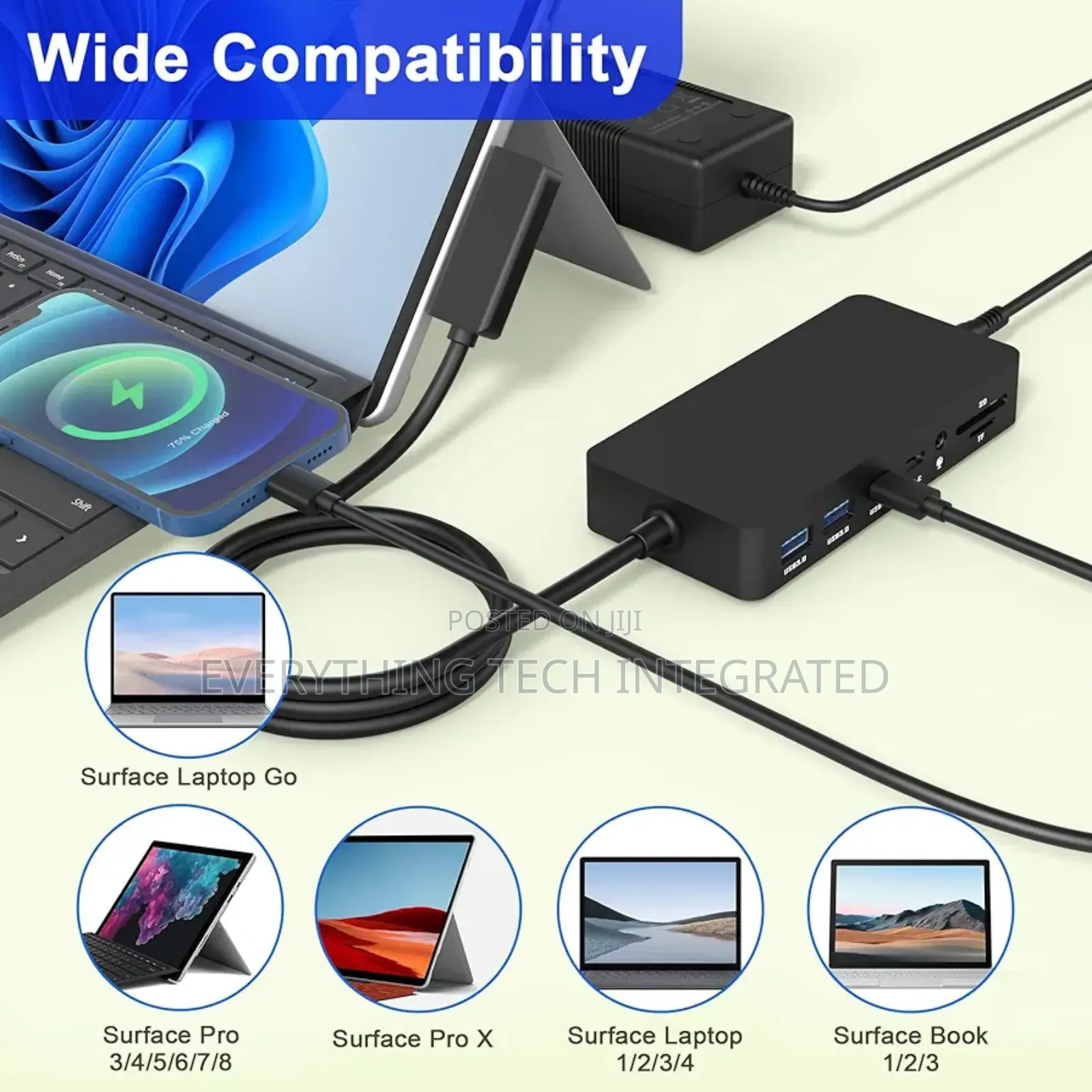 Microsoft Surface Dock, 12-in-1 Triple Display (