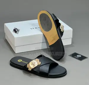 Original Versace Men Leather Slippers