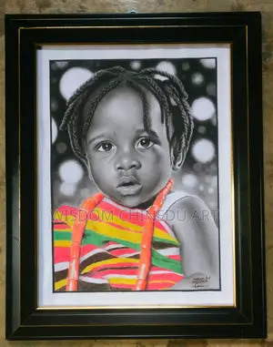 Mixed Media Pencil Drawing Size 12x16 Inches Frame