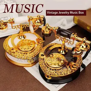 Mini Heart Shaped Retro Dial Telephone Music Box With Drawer