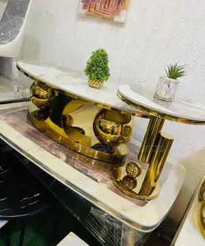 Gold Marble Top Centre Table With a Side Stool