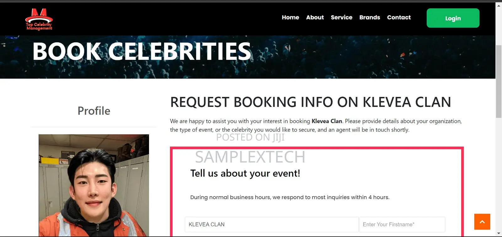 Celebrity Booking Website