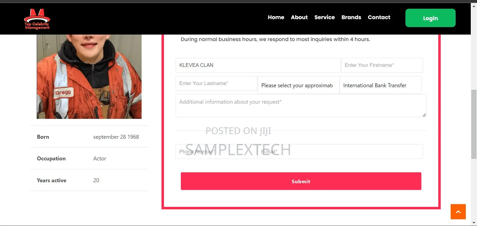 Celebrity Booking Website