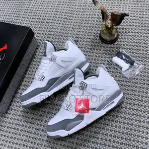 Original Air Jordan 4 Retro White Grey Sneakers