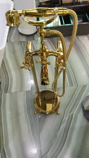 Double Leg Gold Bath Tap For Acrylic Bathtub