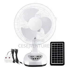Solar AC, Rechargeable Table Fan With LED USB Ports