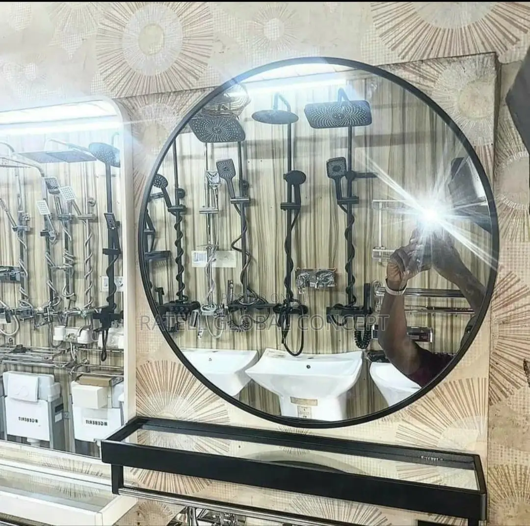 Framed Plain Mirror With Shelf