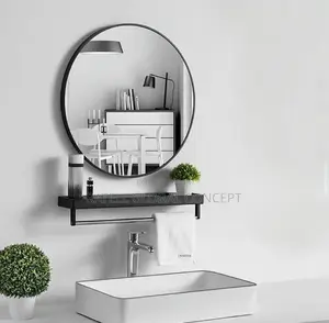 Framed Plain Mirror With Shelf