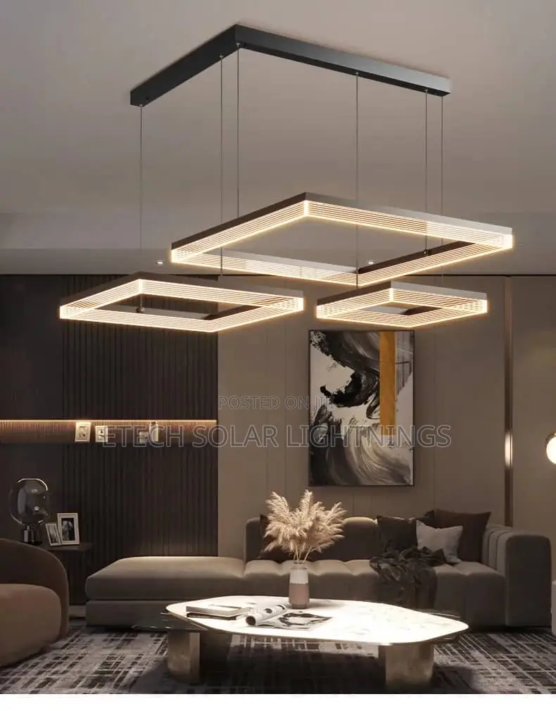 Nordic Black Square Dimmable Dropping Led Chandelier Light