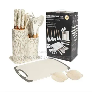 Marble Design Silicone Cooking Spoons Set With Stand