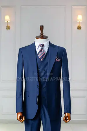 Classic 3pcs Navy Blue Turkish Slim-Fit Suit for Men