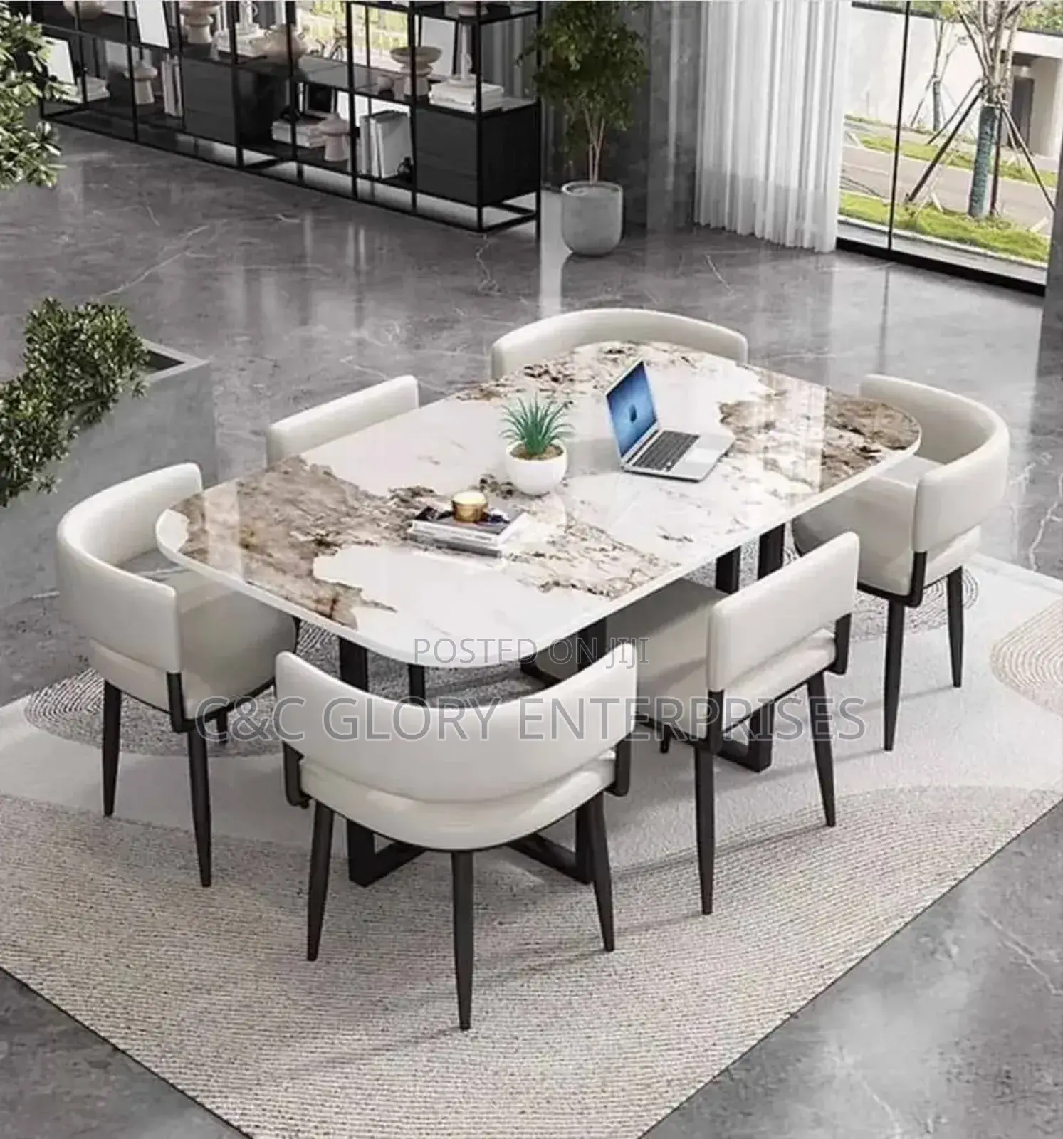 6 Seaters Marble Dining Set