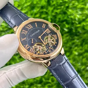 Original Cartier Chronograph Black Leather Watch in Store
