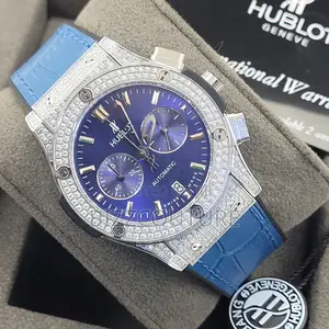 Original Hublot Automatic Chronograph Blue Leather Watch