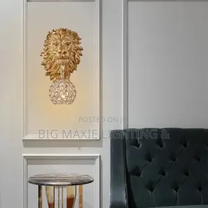 Modern Vintage Royal Lion Head Wall Light Decor