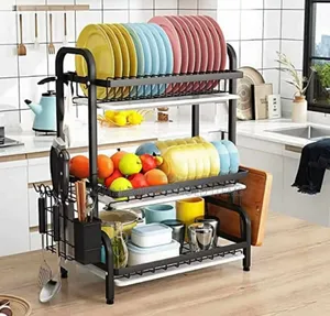 3layers Plate Rack With Draining Tray