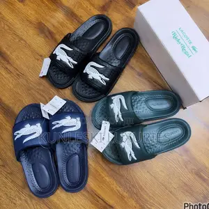 Original Lacoste Croco Synthetic Logo Slides Available