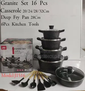 16pcs Granite Cookware Pots-With Silicon Spoons