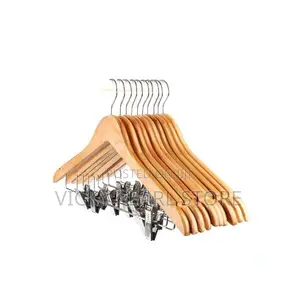 Wooden Hanger With Clips(Pack of 10)