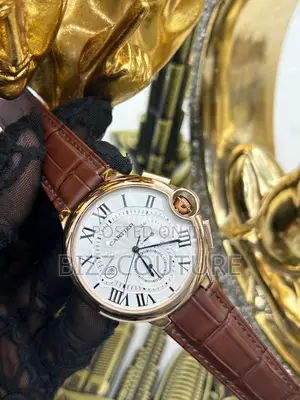 Original Cartier Chronograph Brown Leather Watch in Store