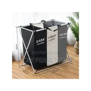 Laundry Hamper Foldable Basket 1/2/3 Section Portable.