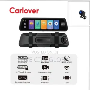 Dual Lens Full Color10" Dashcam IPS Touchscreen Wifi ADAS