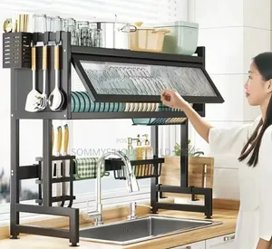Over the Sink Plate Rack With Glass Cover