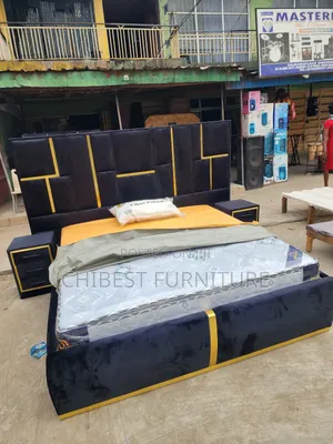 6by6 Upholstery Padded Bed Frame With Two Side Drawers