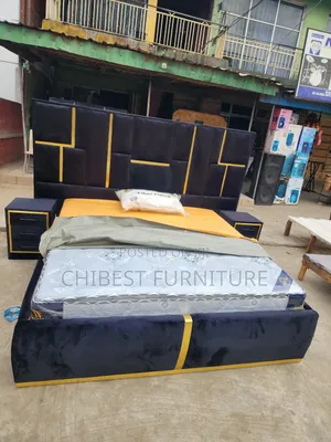 6by6 Upholstery Padded Bed Frame With Two Side Drawers