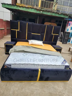 6by6 Upholstery Padded Bed Frame With Two Side Drawers