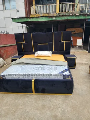 6by6 Upholstery Padded Bed Frame With Two Side Drawers