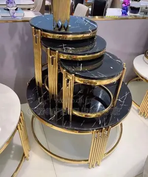 Center Table With 3 Side Stools All Marble Top