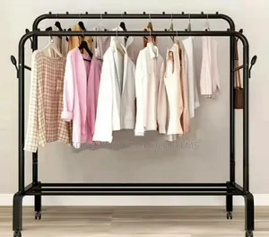Multifunction Double Pole Clothe and Shoe Rack With Wheel