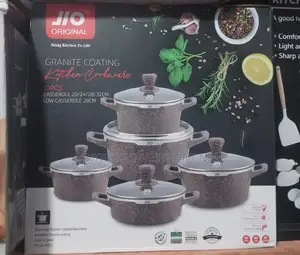 5 Sets of Granite Discast Non-Stick Cooking Pots