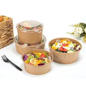 500ml Round Kraft Bowl With Lid - 1000pcs