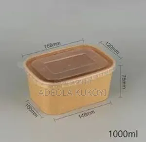 1000ml Rectangle Kraft Food Bowl - 1000pcs