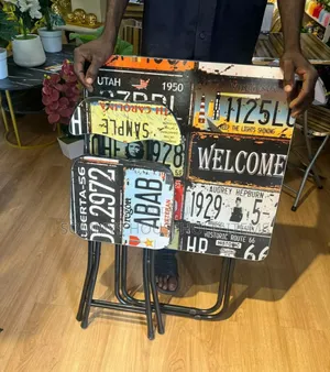Designer Wooden Foldable 1table 1chair With Metal Legs