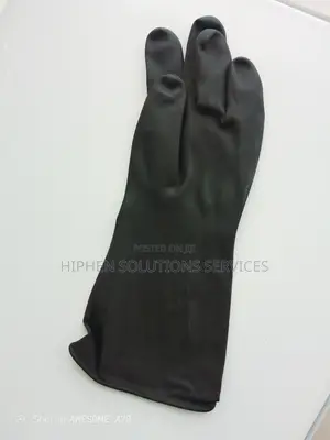 Rubber Black Chemical Resistant Safety Gloves