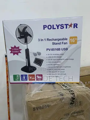 Long Lasting 16inches Polystar Rechargeable Standing Fan